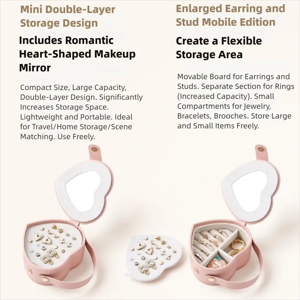 Portable Jewelry Storage Box Heart-shaped Ring Display Jewelry Organizer Earring Holder Compact Valentine Gift Packaging Box
Portable Jewelry Storage Box Heart-shaped Ring Display Jewelry Organizer Earring Holder Compact Valentine Gift Packaging Box