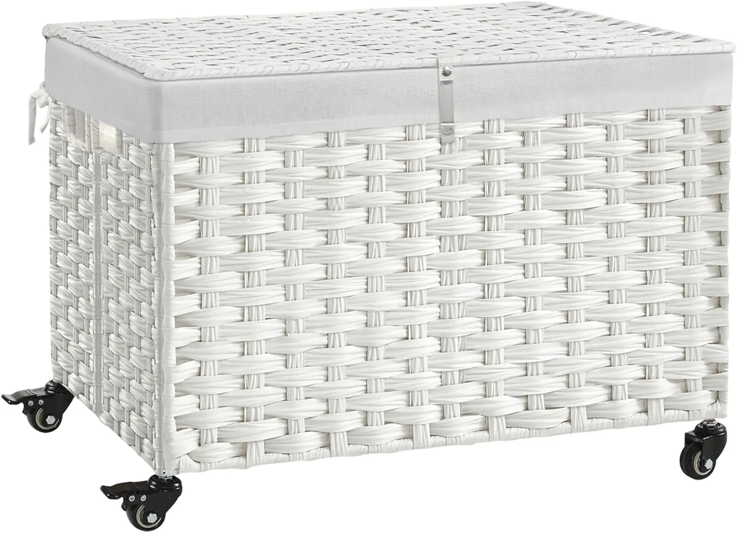 47.6 Gallon Rolling Storage Basket with Lid, Woven Rattan Bin with Wheels and Handles, Foldable Metal Frame for Blankets and
47.6 Gallon Rolling Storage Basket with Lid, Woven Rattan Bin with Wheels and Handles, Foldable Metal Frame for Blankets and