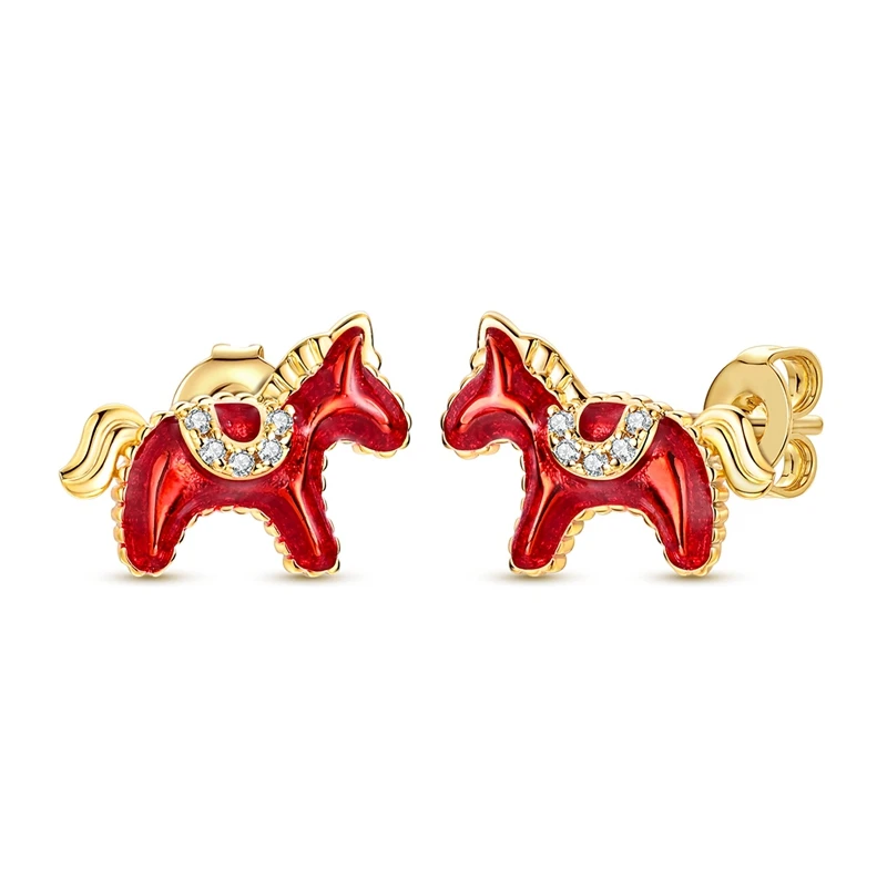925 Sterling Silver Golden Earrings Women Zirconium Red Horse Stud Earring For Anniversary Wedding Jewelry Gifts
925 Sterling Silver Golden Earrings Women Zirconium Red Horse Stud Earring For Anniversary Wedding Jewelry Gifts