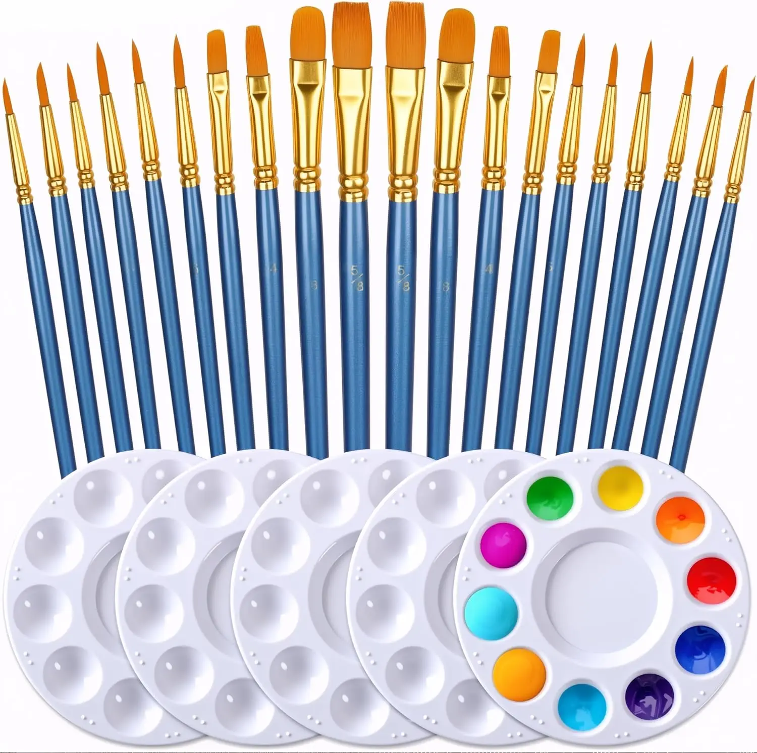 20-Piece Nylon Paint Brush Set with 5 Mixing Trays for Acrylic, Watercolor, Oil & Gouache
20-Piece Nylon Paint Brush Set with 5 Mixing Trays for Acrylic, Watercolor, Oil & Gouache