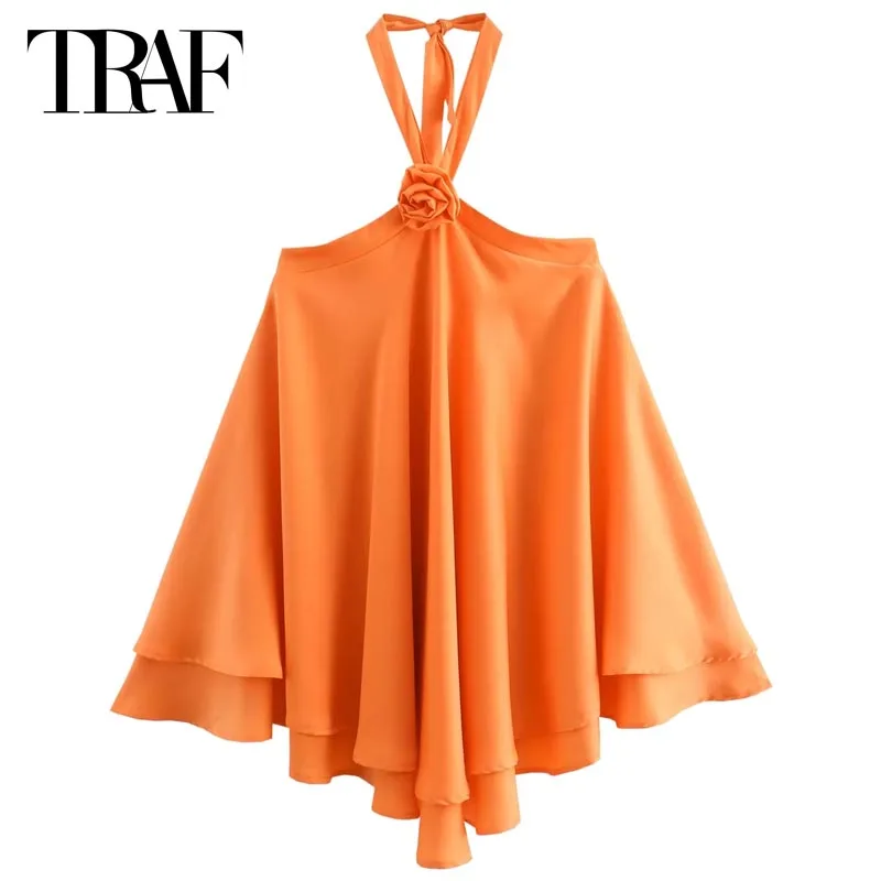 TRAF Mini Halter Floral Dress Womens Back Lace-Up Sleeveless Backless Dress Elegant Orange Dresses Vacation Dresses Summer 2024
TRAF Mini Halter Floral Dress Womens Back Lace-Up Sleeveless Backless Dress Elegant Orange Dresses Vacation Dresses Summer 2024