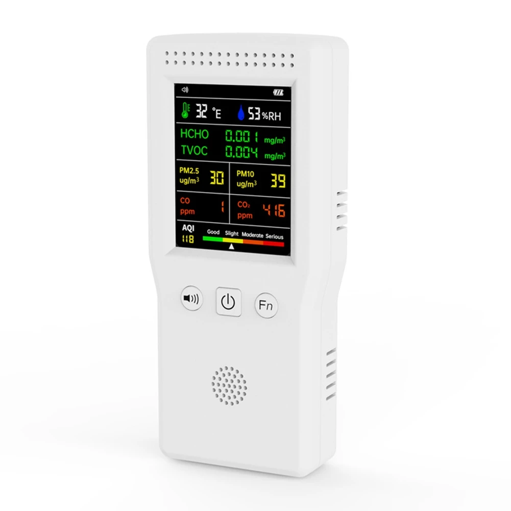 9 in 1 Air Quality Detector LCD Display PM2.5 PM10 HCHO TVOC CO CO2 AQI Temperature Humidity Air Quality Monitor White
9 in 1 Air Quality Detector LCD Display PM2.5 PM10 HCHO TVOC CO CO2 AQI Temperature Humidity Air Quality Monitor White