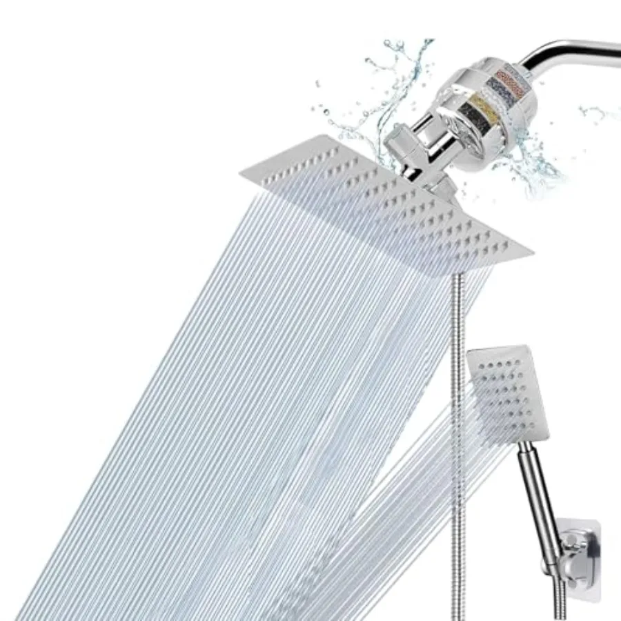 Filtered Rain Shower Head High Pressure 8″Square and All Metal Handheld Spray Combo with Stainless Steel Hose Replacement 20 St
Filtered Rain Shower Head High Pressure 8″Square and All Metal Handheld Spray Combo with Stainless Steel Hose Replacement 20 St