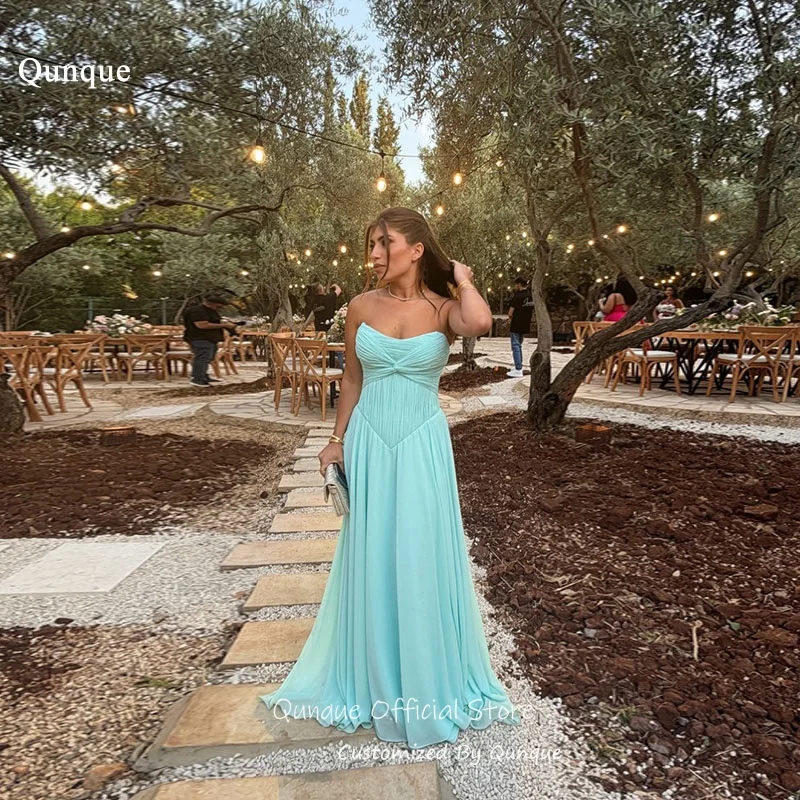 Qunque Summer A Line Long Evening Dresses Sweetheart Vestidos De Fiesta Elegantes Ruched Chiffon Robes De Soirée Customized
Qunque Summer A Line Long Evening Dresses Sweetheart Vestidos De Fiesta Elegantes Ruched Chiffon Robes De Soirée Customized
