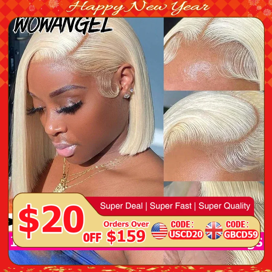 WOWANGEL 613 Blonde Short Bob Wigs 13X6 HD Lace Frontal Wigs Human Hair Bone Straight Skins Melted Full Frontal Wigs For Women
WOWANGEL 613 Blonde Short Bob Wigs 13X6 HD Lace Frontal Wigs Human Hair Bone Straight Skins Melted Full Frontal Wigs For Women