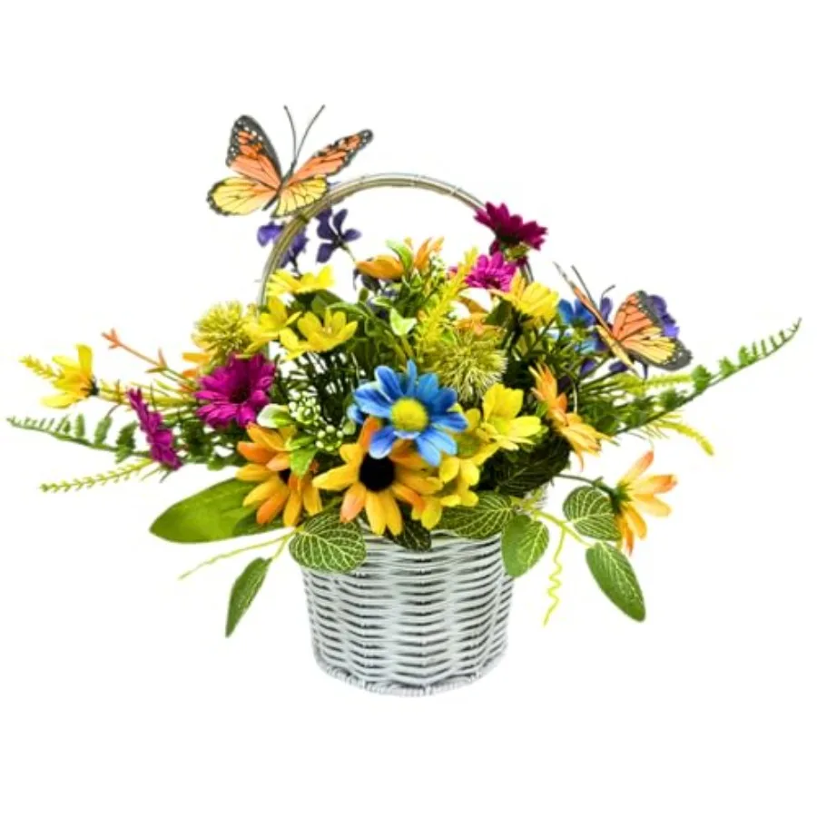 Spring Summer Floral Arrangement Centerpiece Mixed Fake Flowers Basket Vase with Handle 10 Lights Artificial Flower in Vase Fau
Spring Summer Floral Arrangement Centerpiece Mixed Fake Flowers Basket Vase with Handle 10 Lights Artificial Flower in Vase Fau