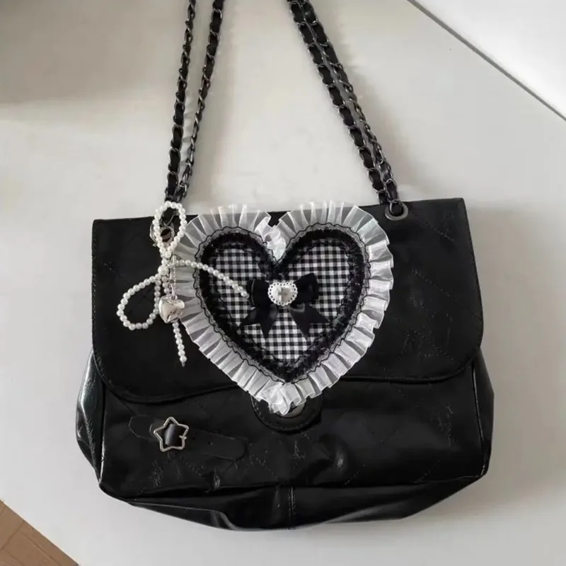 New Sweet Plaid Bags for Woman Bow Heart Shoulder Bag Chain Bolso High Capacity Sac Femme Y2k Fashion Bolsos De Mujer 
New Sweet Plaid Bags for Woman Bow Heart Shoulder Bag Chain Bolso High Capacity Sac Femme Y2k Fashion Bolsos De Mujer