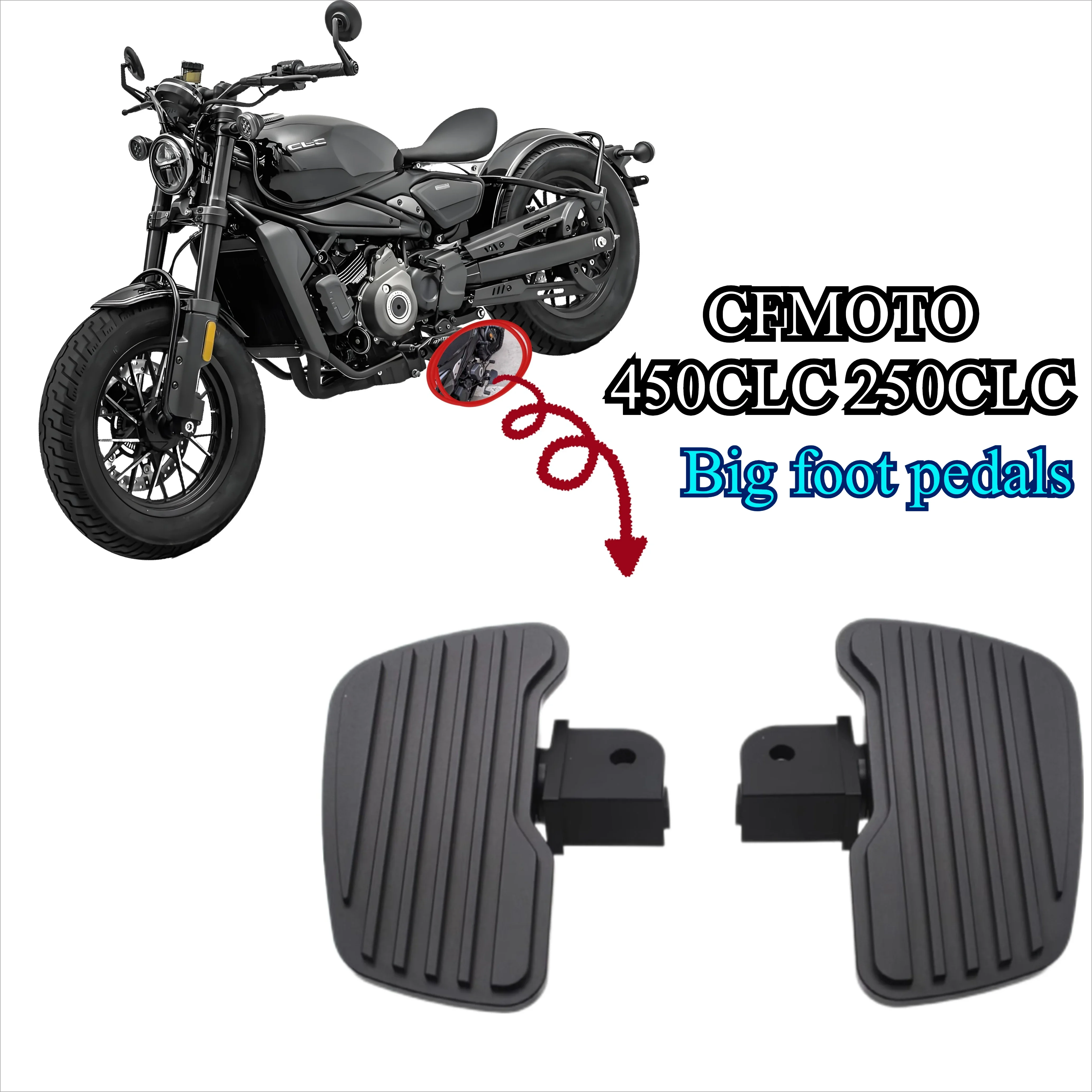 modified enlarged and widened foot pedal, aluminum alloy front pedal cruise pedal For CFMOTO 450CLC 250CLC
modified enlarged and widened foot pedal, aluminum alloy front pedal cruise pedal For CFMOTO 450CLC 250CLC