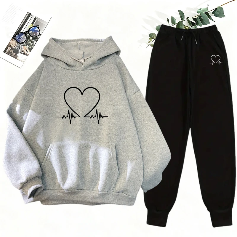 Womens Casual Tracksuit Cute Haert Print Hoodie + Pants 2 Piece Set Urban Streetwear Fashion Sportswear Outfit Autumn Winter
Womens Casual Tracksuit Cute Haert Print Hoodie + Pants 2 Piece Set Urban Streetwear Fashion Sportswear Outfit Autumn Winter