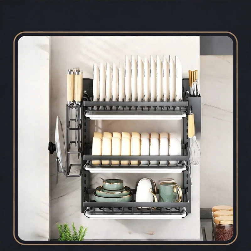 Kitchen Dish Rack Wall Mounted Multifunctional Storage Rack No-hole Cupboard with Chopsticks Knives Plates Draining Storage
Kitchen Dish Rack Wall Mounted Multifunctional Storage Rack No-hole Cupboard with Chopsticks Knives Plates Draining Storage