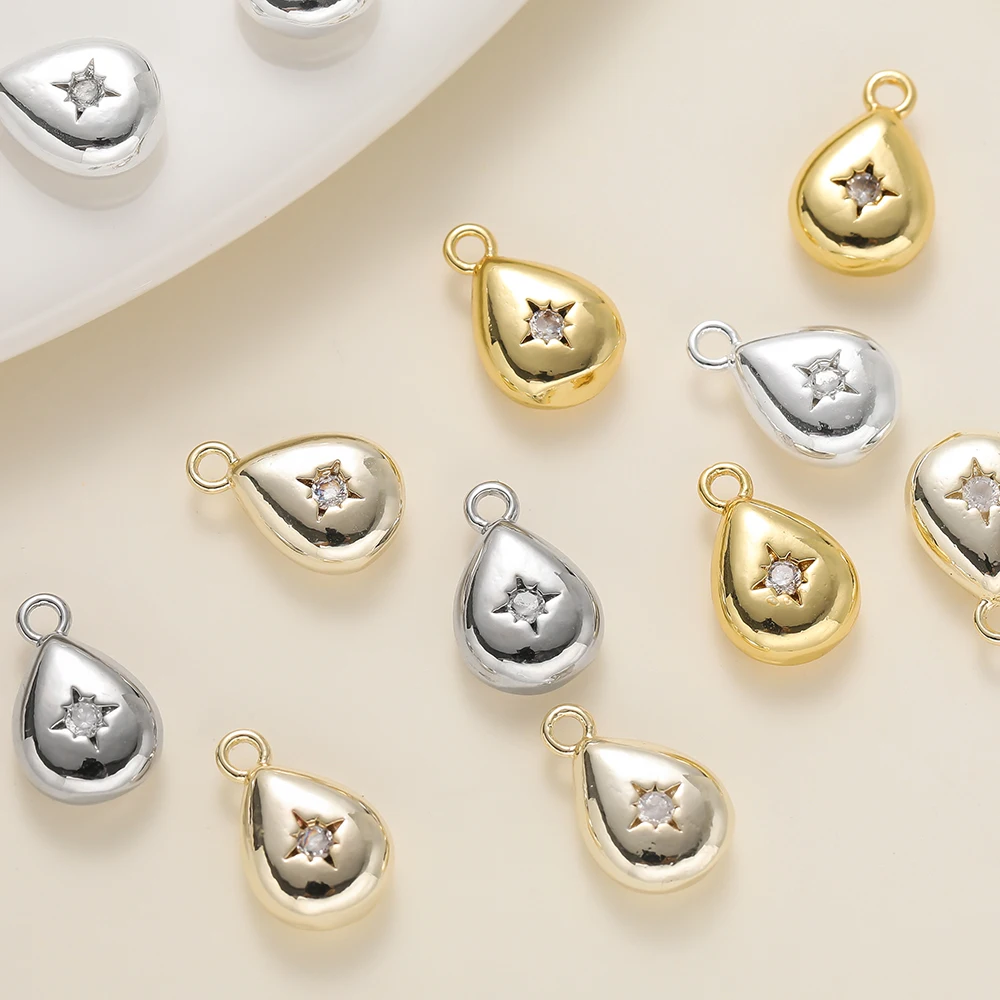2Pcs/Lot 14/18K Gold Plated Water Droplet Shape Pendants with Zircon for Necklace Bracelets Jewelry Making Supplies Accessories
2Pcs/Lot 14/18K Gold Plated Water Droplet Shape Pendants with Zircon for Necklace Bracelets Jewelry Making Supplies Accessories