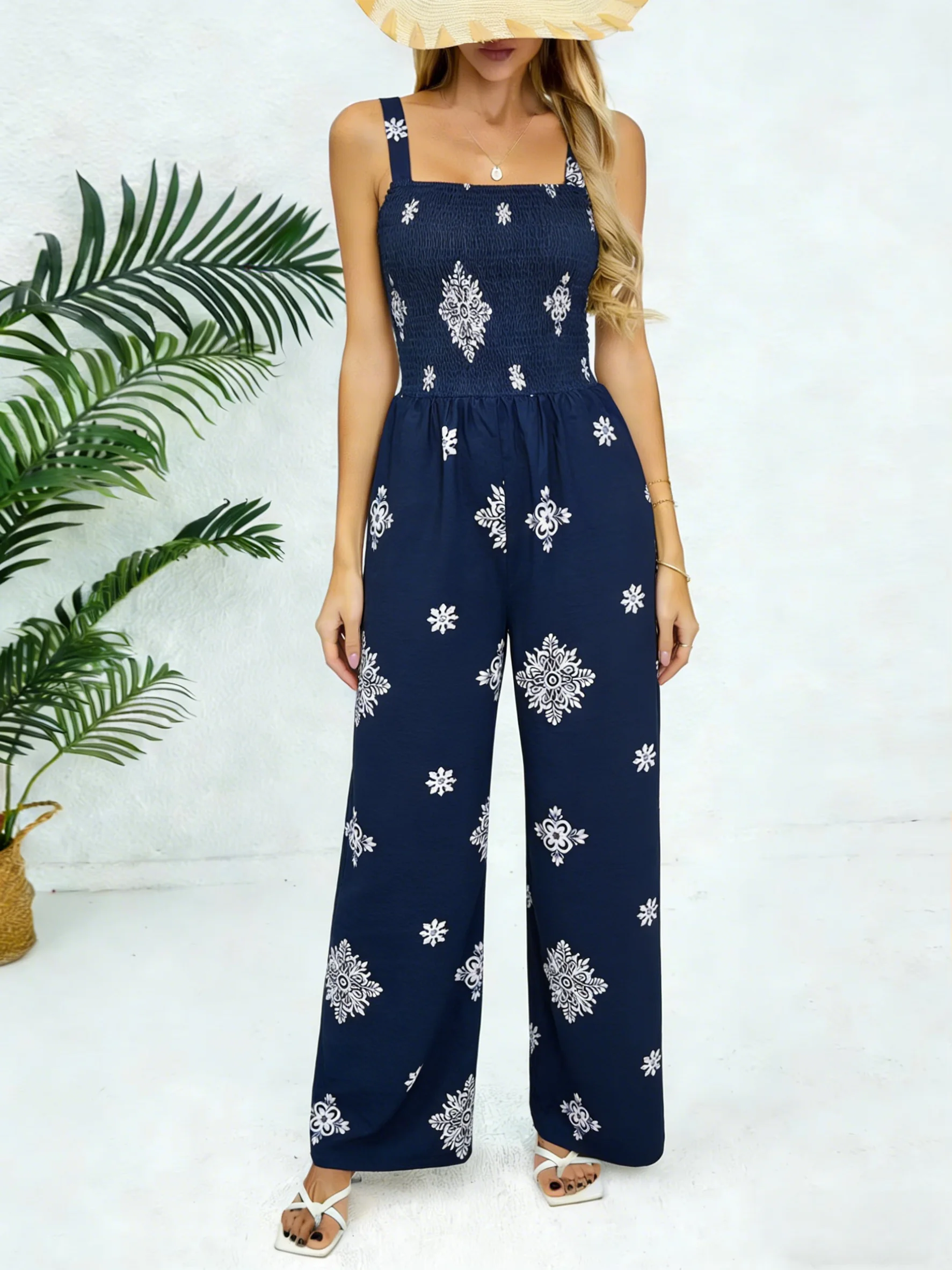 Женский комбинезон-слинг синего цвета с цветочным принтом, без рукавов, с широкими штанинами и карманами, для весны и лета, в стиле бохо, повседневный, для отдыха и поездок на работу
Женский комбинезон-слинг синего цвета с цветочным принтом, без рукавов, с широкими штанинами и карманами, для весны и лета, в стиле бохо, повседневный, для отдыха и поездок на работу