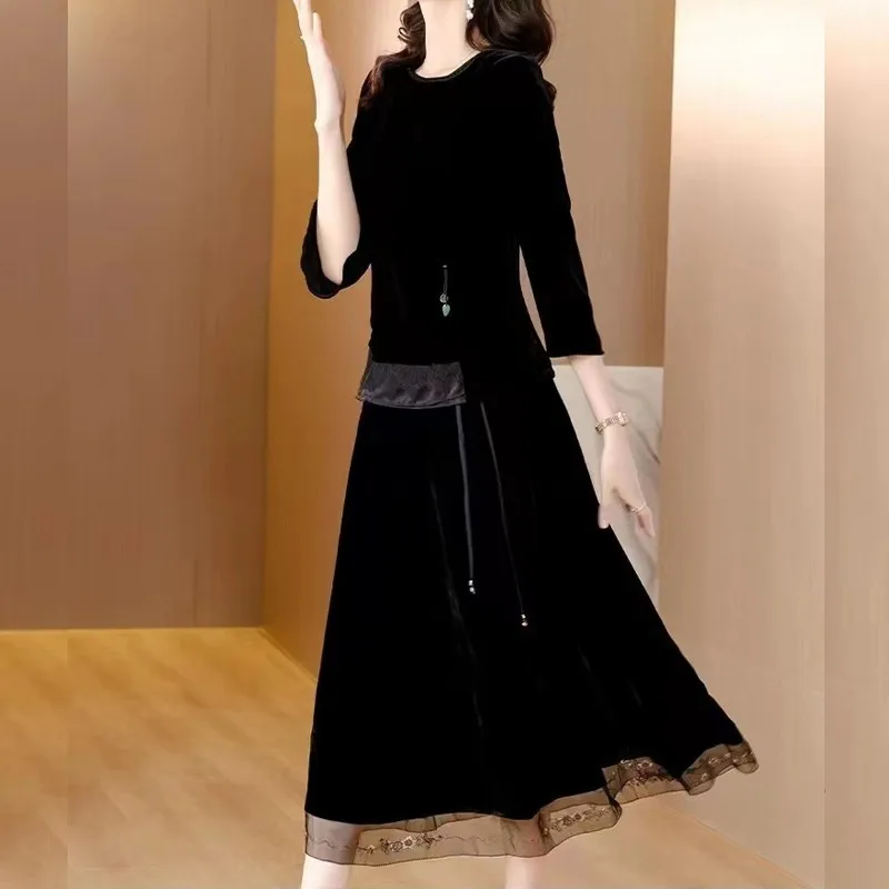 2024 Black Velvet Patchwork Hollow Out Long Sleeve Dress Autumn Winter Elegant Bespoke Occasion Dresses Women Vintage Prom Dress
2024 Black Velvet Patchwork Hollow Out Long Sleeve Dress Autumn Winter Elegant Bespoke Occasion Dresses Women Vintage Prom Dress