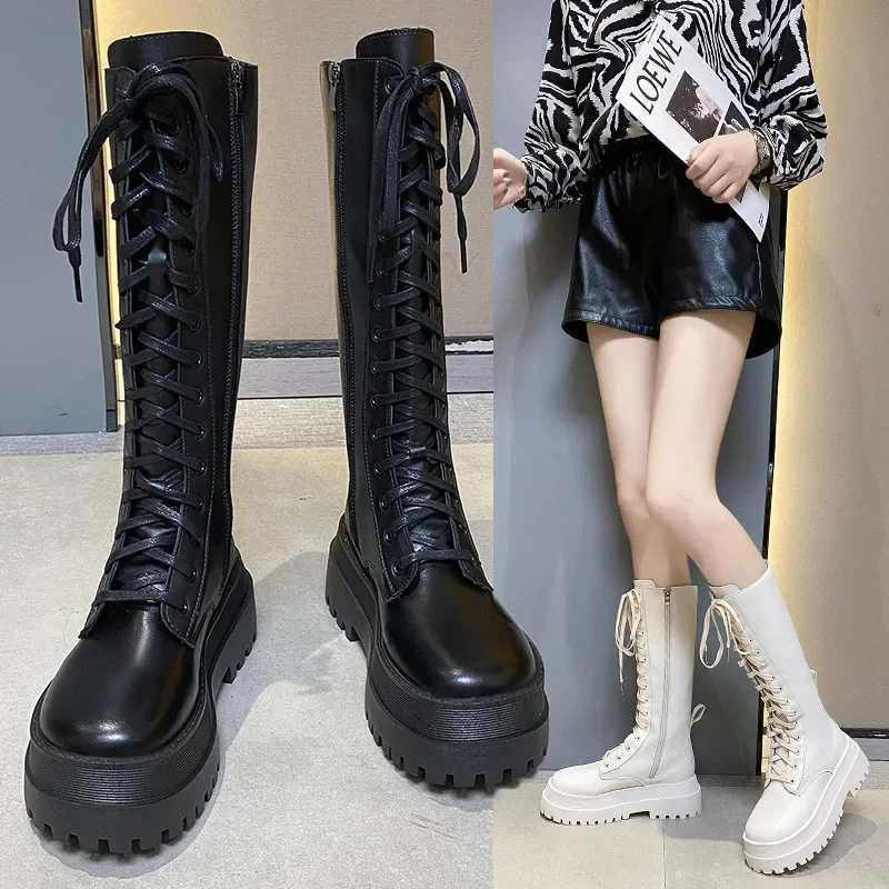 Women Knee High Boots Spring Pu Leather Ladie Punk Long Female Lace Up Cuissarde Femme 2025 Zip Black Chelsea Botas Femininas
Women Knee High Boots Spring Pu Leather Ladie Punk Long Female Lace Up Cuissarde Femme 2025 Zip Black Chelsea Botas Femininas