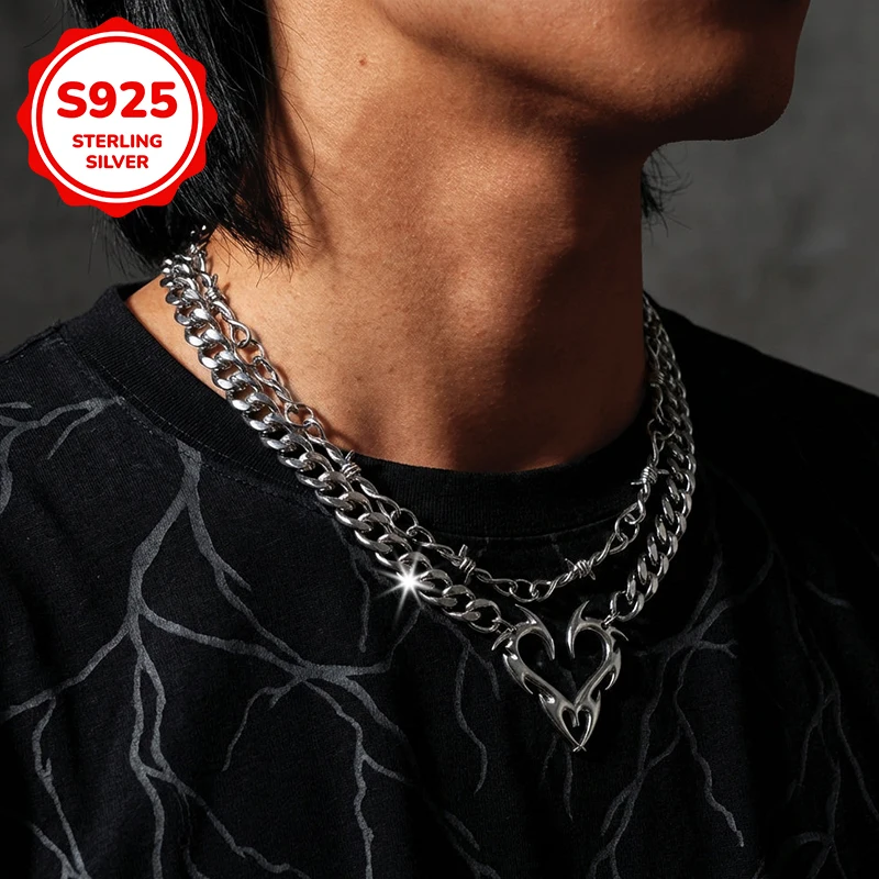 925 sterling silver hip-hop punk Cuban chain heart-shaped men's necklace is suitable as a birthday gift for men on anniversaries
925 sterling silver hip-hop punk Cuban chain heart-shaped men's necklace is suitable as a birthday gift for men on anniversaries
