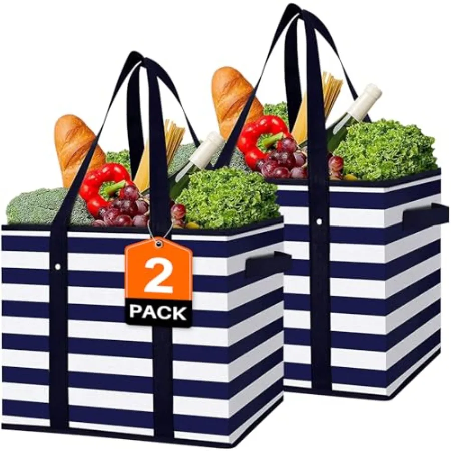 2 Pack Reusable Grocery Bags Large Water Resistant Grocery Collapsible Heavy Duty Tote Bags for Shopping Picnic
2 Pack Reusable Grocery Bags Large Water Resistant Grocery Collapsible Heavy Duty Tote Bags for Shopping Picnic
