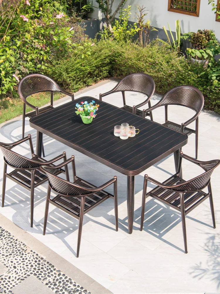 Outdoor table and chair combination Courtyard garden table and chair Outdoor terrace balcony aluminum alloy outdoor leisure tabl
Outdoor table and chair combination Courtyard garden table and chair Outdoor terrace balcony aluminum alloy outdoor leisure tabl