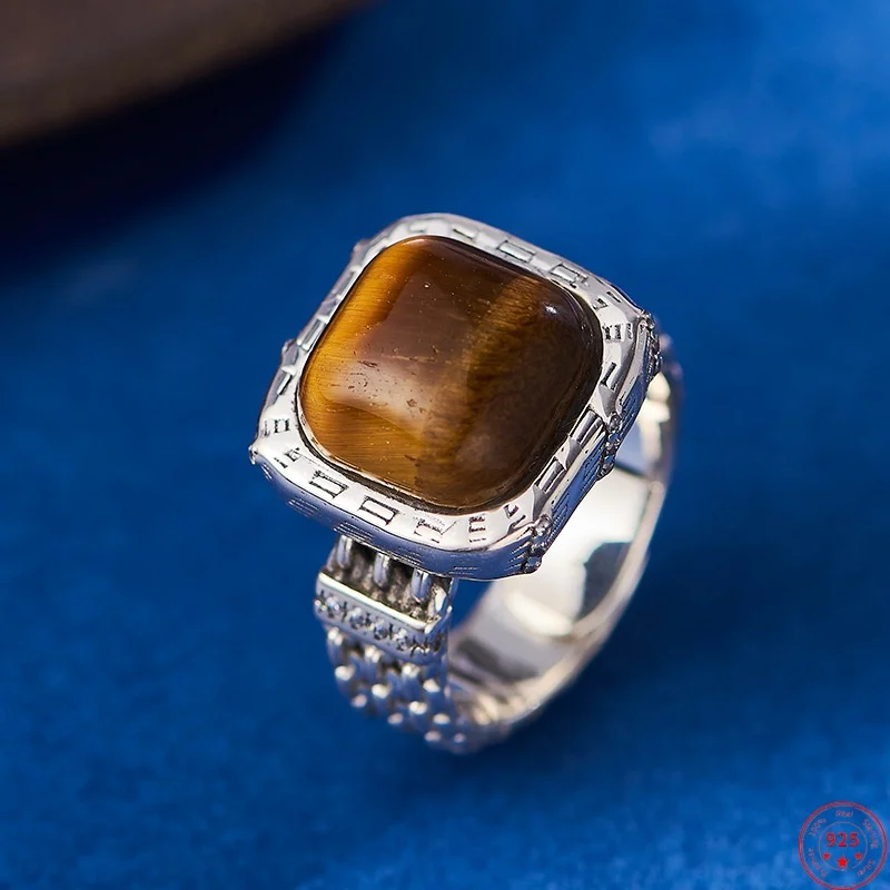 S925 Sterling Silver Rings for Women Men Retro Chain Pattern Inlaid Square Tiger's Eye Fashion Punk Jewelry Wholesale
S925 Sterling Silver Rings for Women Men Retro Chain Pattern Inlaid Square Tiger's Eye Fashion Punk Jewelry Wholesale
