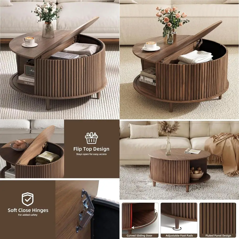 Mid-Century Modern Fluted Coffee Table with Storage for Living Room, Hidden Compartment Design
Mid-Century Modern Fluted Coffee Table with Storage for Living Room, Hidden Compartment Design