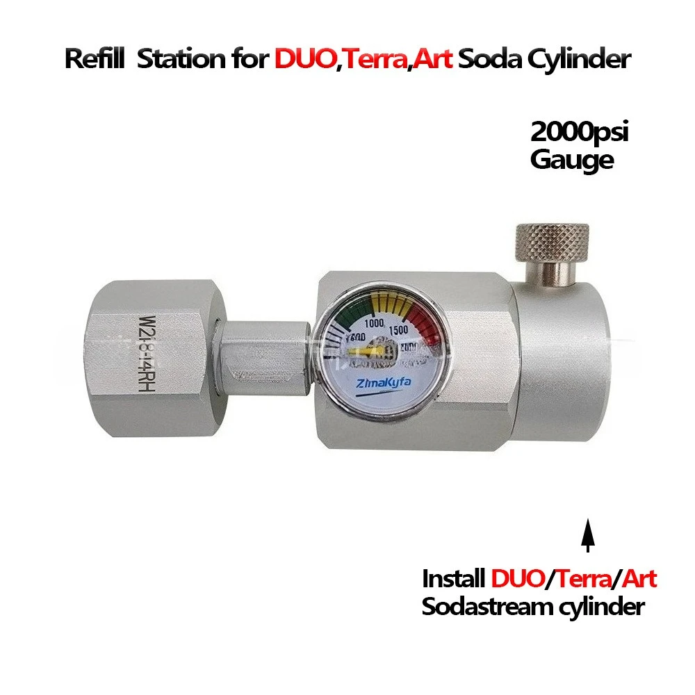 CO2 Refill Adapter W21.8-14 with Pressure Gauge for Sodastream Machine, Home/Commercial Gas Cylinder Charging & Welding Fittings
CO2 Refill Adapter W21.8-14 with Pressure Gauge for Sodastream Machine, Home/Commercial Gas Cylinder Charging & Welding Fittings