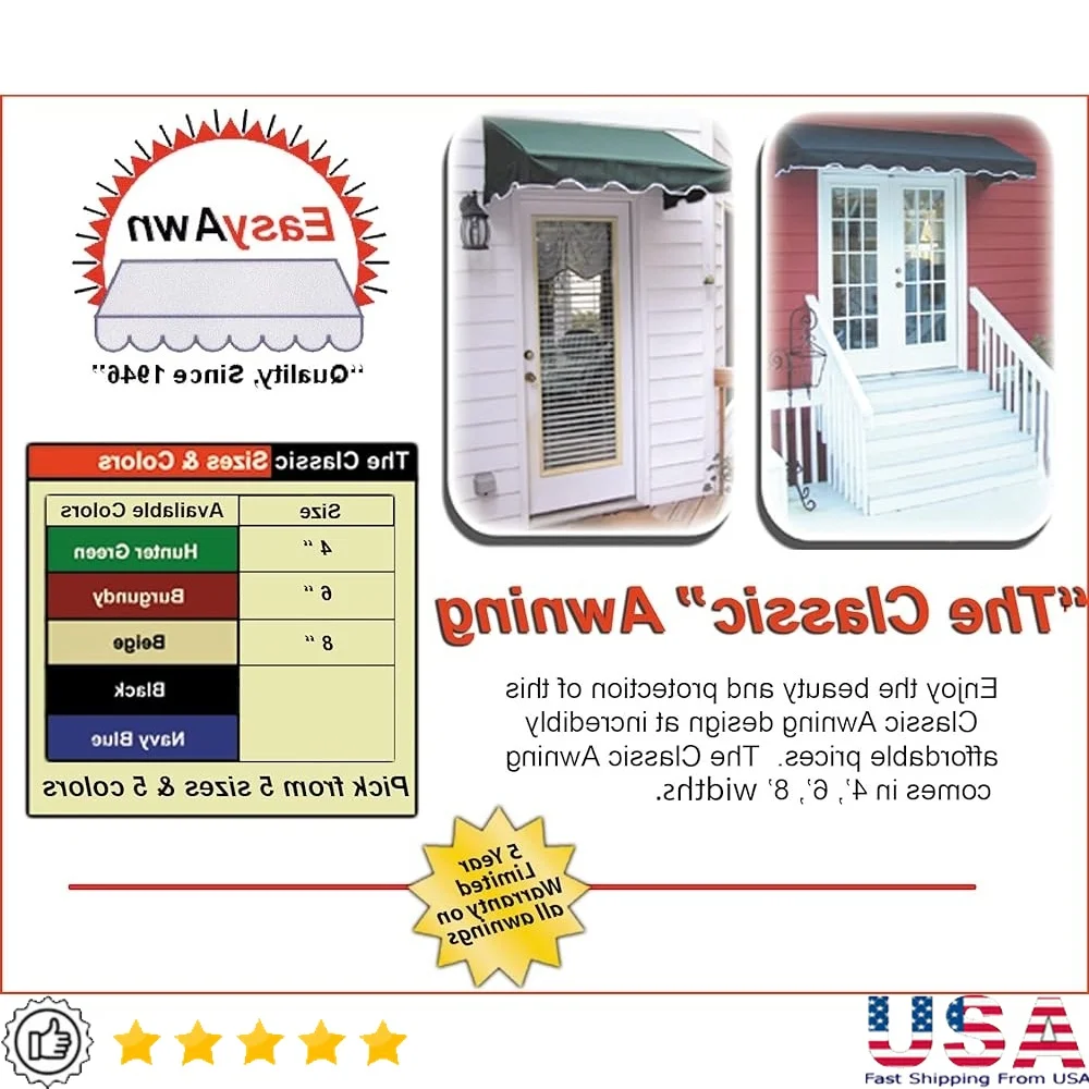 Door Window Awning Sunbrella Canvas UV Resistant Classic Awning Installation Hardware Included Powder Coated Frame Durable
Door Window Awning Sunbrella Canvas UV Resistant Classic Awning Installation Hardware Included Powder Coated Frame Durable