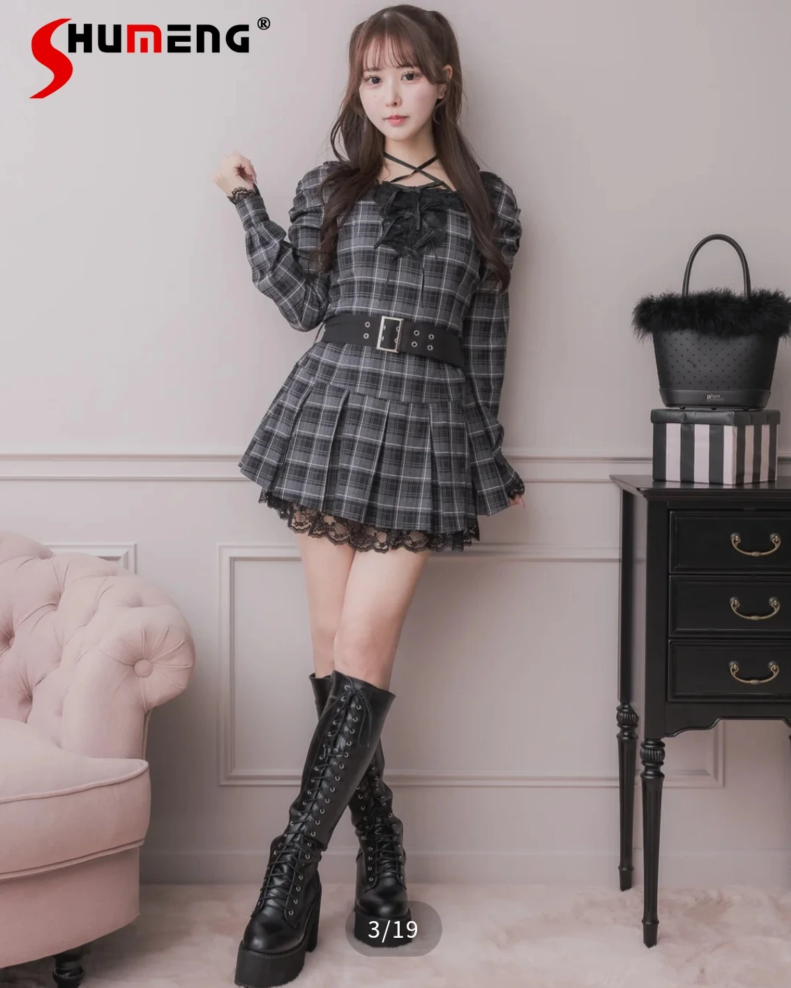 Japanese Mines Style Elegant Sweet Lace Ruffled Splicing Square Neck Long Sleeve High Waist Belt Slim Pleated Mini Dress Women
Japanese Mines Style Elegant Sweet Lace Ruffled Splicing Square Neck Long Sleeve High Waist Belt Slim Pleated Mini Dress Women