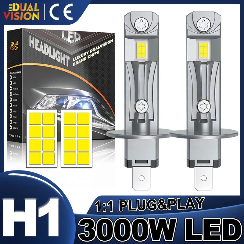 Dualvision H1 LED Headlight Bulbs CANBUS Mini 3000W CSP for Car Headlamp Fanless Light Auto Diode Fog Lamps 12V 6000K Automobile
Dualvision H1 LED Headlight Bulbs CANBUS Mini 3000W CSP for Car Headlamp Fanless Light Auto Diode Fog Lamps 12V 6000K Automobile