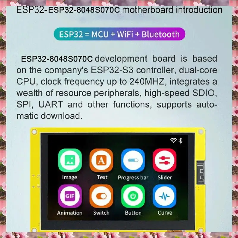 ESP32-S3 Flash Smart Display MCU WIFI Bluetooth-модуль 7-дюймовый 800X480 TN HMI 8M PSRAM 16M (с сенсорным экраном)
ESP32-S3 Flash Smart Display MCU WIFI Bluetooth-модуль 7-дюймовый 800X480 TN HMI 8M PSRAM 16M (с сенсорным экраном)