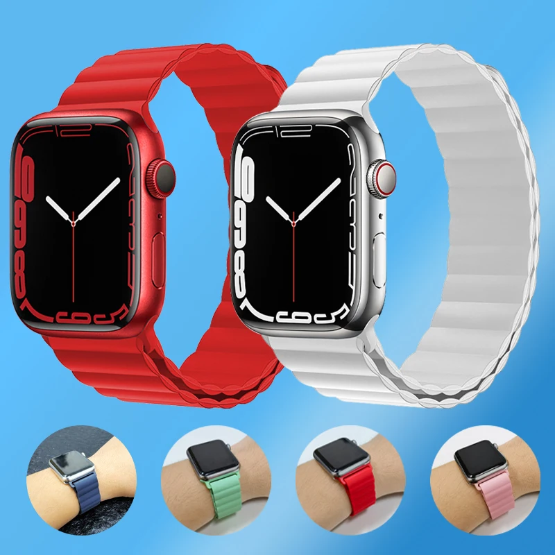 Ремешок силиконовый для Apple watch band 40 мм 45 мм 44 мм 42 мм 41 38 мм, магнитный браслет для iwatch series 7 3 5 4 6 SE
Ремешок силиконовый для Apple watch band 40 мм 45 мм 44 мм 42 мм 41 38 мм, магнитный браслет для iwatch series 7 3 5 4 6 SE
