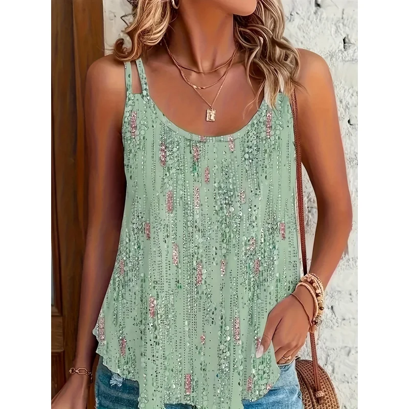 Summer Casual Sleeveless Tops Printed Double Strap Tops Ladies Fashion Tops
Summer Casual Sleeveless Tops Printed Double Strap Tops Ladies Fashion Tops