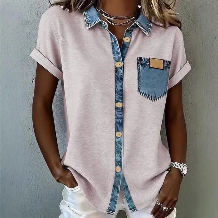 Vestidos Women's Short Sleeved Button Color-blocking Skirt Top Summer Commuting Single Button Office Vacation Skirt Streetwear
Vestidos Women's Short Sleeved Button Color-blocking Skirt Top Summer Commuting Single Button Office Vacation Skirt Streetwear
