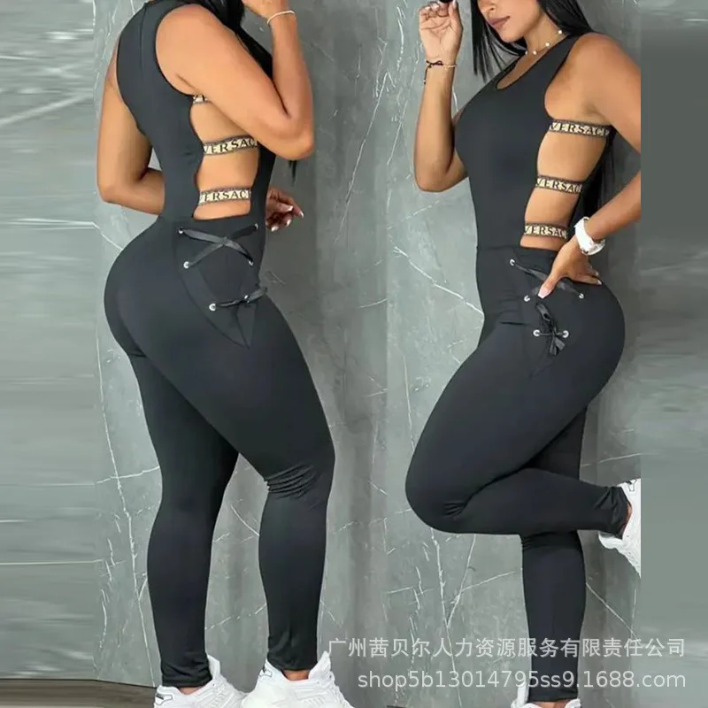 2023 New Summer Jumpsuits Women's Sexy Solid Color Slim Hollow Out Bandage Jumpsuits Women's Sleeveless O-Neck Pencil Jumpsuits
2023 New Summer Jumpsuits Women's Sexy Solid Color Slim Hollow Out Bandage Jumpsuits Women's Sleeveless O-Neck Pencil Jumpsuits