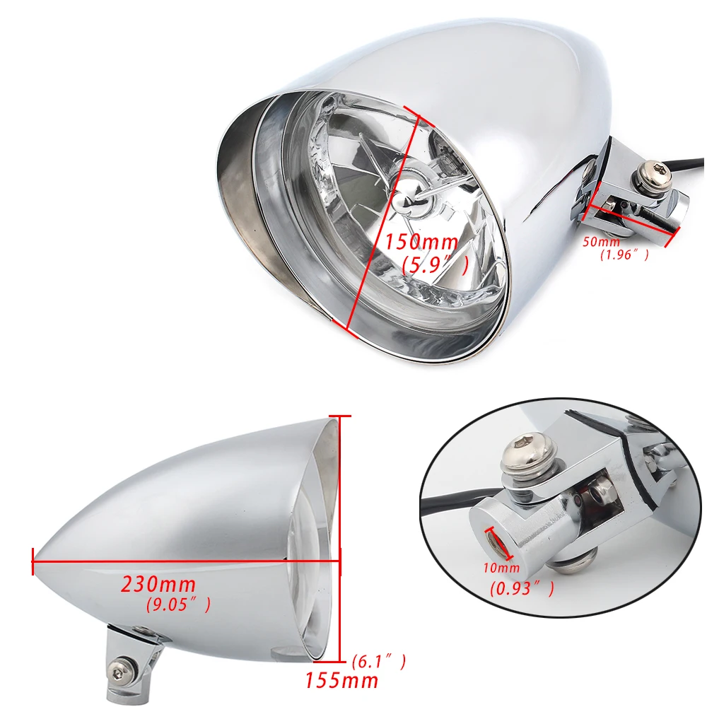 5 - 6 inch Motorcycle Visor Front Headlight Lamp Clear Lens H4 Hi/Low Halogen Bulb For Harley Chopper Sportster Softail Customs
5 - 6 inch Motorcycle Visor Front Headlight Lamp Clear Lens H4 Hi/Low Halogen Bulb For Harley Chopper Sportster Softail Customs