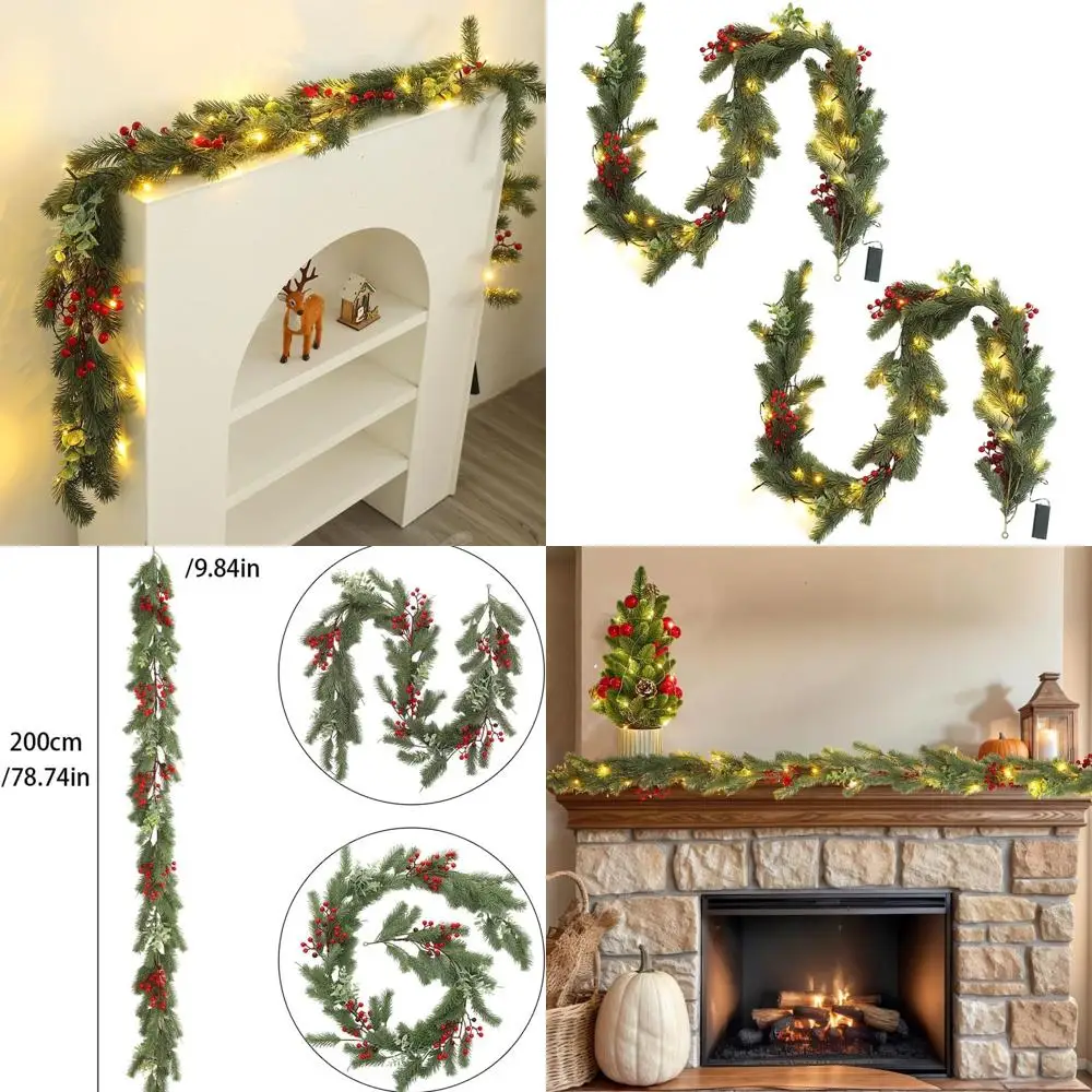 Гирлянда из искусственного зеленого кедра с ягодами — упаковка из 2 штук для рождественских и зимних праздников, идеально подходит для мантии, камина, стола, стены
Гирлянда из искусственного зеленого кедра с ягодами — упаковка из 2 штук для рождественских и зимних праздников, идеально подходит для мантии, камина, стола, стены