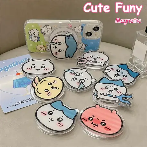 Coreano INS lindo divertido dibujos animados para Magsafe teléfono magnético agarre Tok soporte para IPhone 17 16 Samung S25 soporte plegable para teléfono móvil