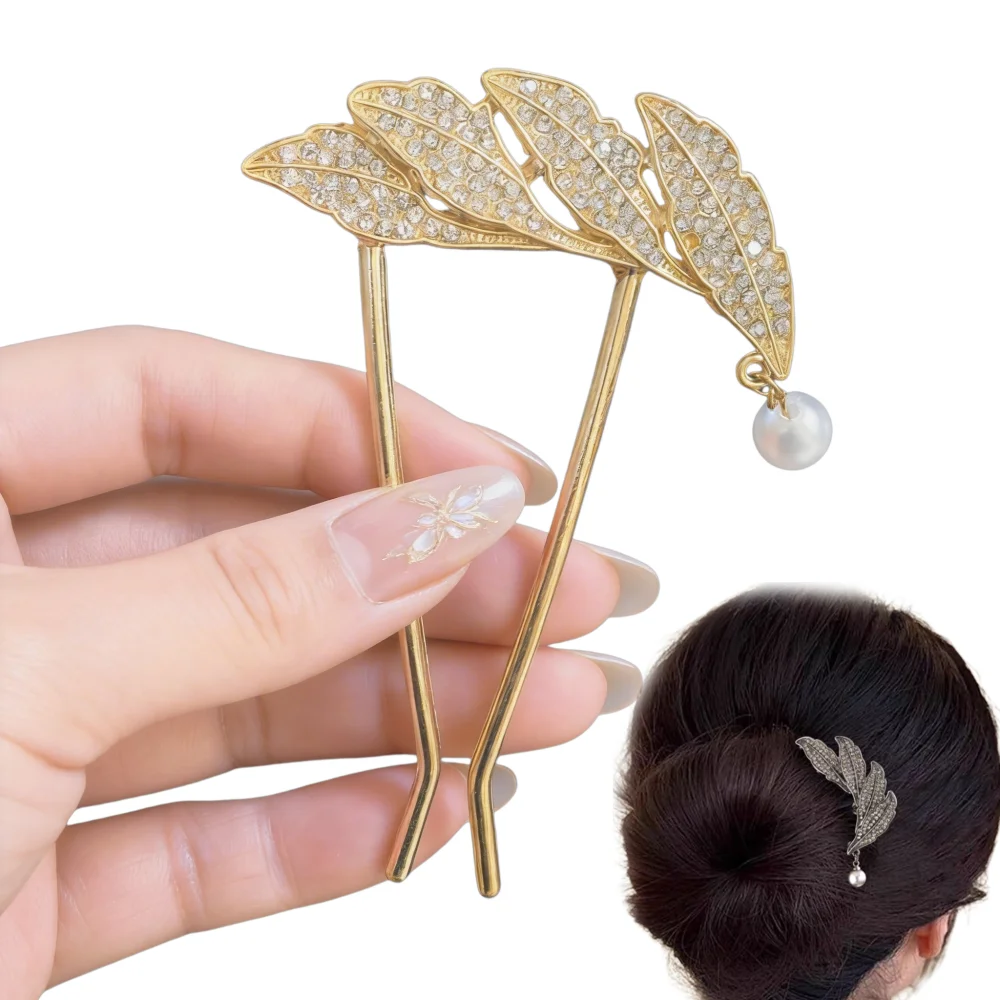 Vintage Crystal Leaf U-Shaped Hair Fork Fashion Hairpin Metal Hair Stick for Bun Updo Women's Daily & Party Hair Accessories
Vintage Crystal Leaf U-Shaped Hair Fork Fashion Hairpin Metal Hair Stick for Bun Updo Women's Daily & Party Hair Accessories