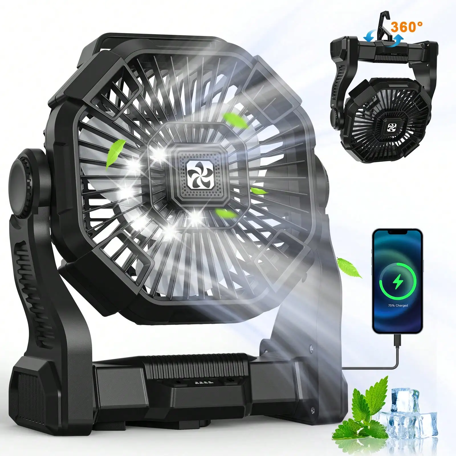 Cold Air Battery Powered Fan With LED Lantern,Dual Motor Camping Fan, 4-Speed Adjustable Desktop Fan With Hook, Portable Outdoor Fan, Suitable For Tents, Power Outages, And Construction Sites
Cold Air Battery Powered Fan With LED Lantern,Dual Motor Camping Fan, 4-Speed Adjustable Desktop Fan With Hook, Portable Outdoor Fan, Suitable For Tents, Power Outages, And Construction Sites