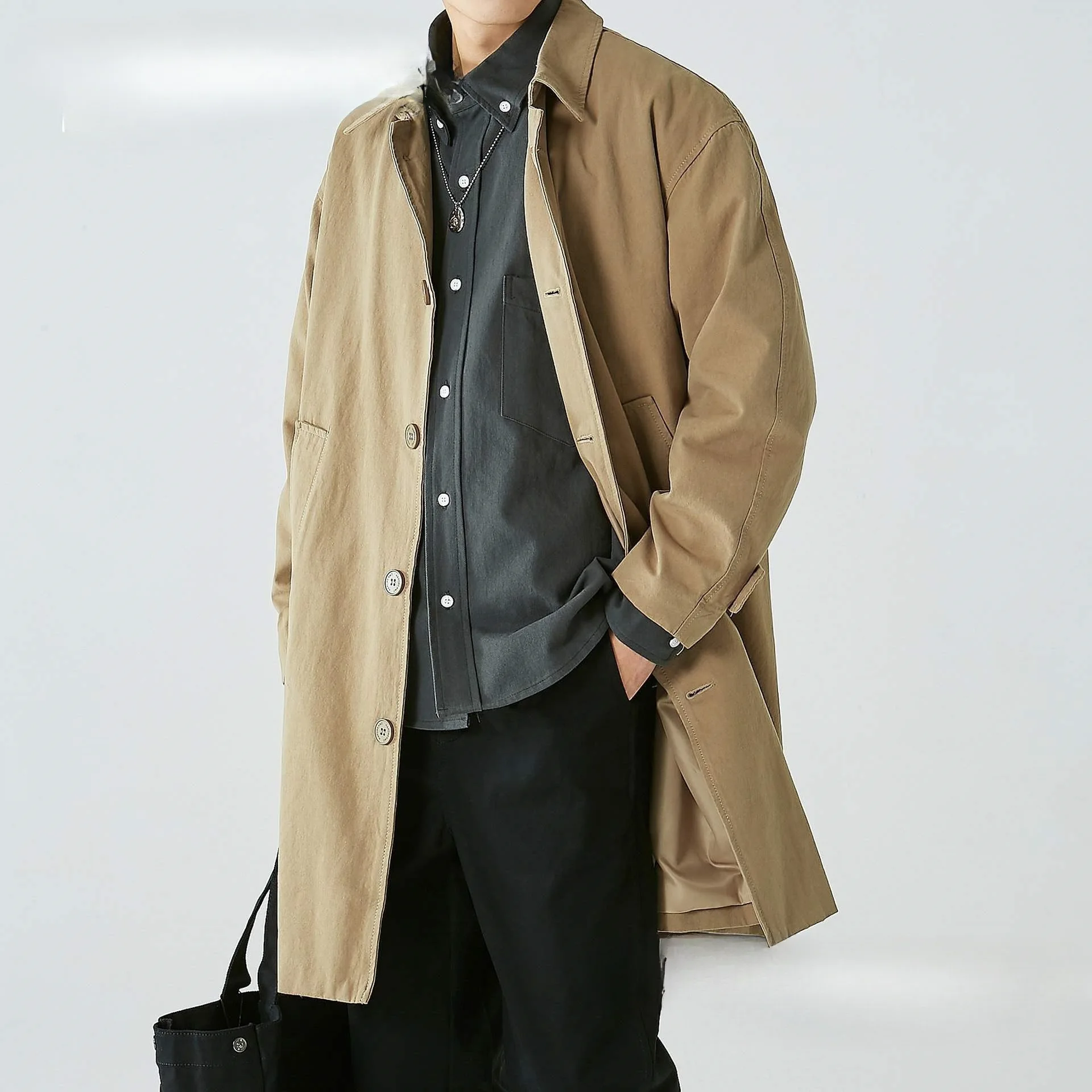 Khaki Medium Long Trench Coat Men's Casual Trend Handsome Casual Man
Khaki Medium Long Trench Coat Men's Casual Trend Handsome Casual Man