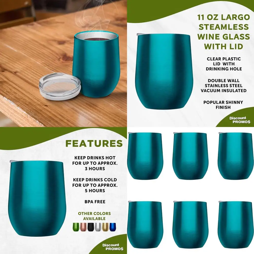 Set of 6 Largo 11 oz Stemless Tumblers with Lids - Ideal for Wine, Cocktails, Hot & Cold Beverages in Teal
Set of 6 Largo 11 oz Stemless Tumblers with Lids - Ideal for Wine, Cocktails, Hot & Cold Beverages in Teal