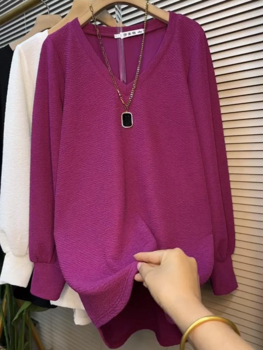 plus Size Women's V-Neck Long Sleeve Sweatshirt Slimming Loose Fit Autumn Top for Ages 18-24 Korean Style High Waist
plus Size Women's V-Neck Long Sleeve Sweatshirt Slimming Loose Fit Autumn Top for Ages 18-24 Korean Style High Waist
