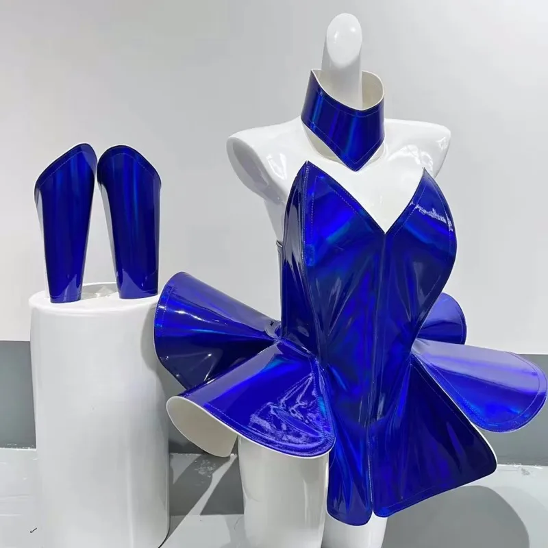 Blue Laser Bubble Mini Dress Cuff Reflective Dance Costume Women Bar Nightclub Sexy Performance Space Future Technology Clothes
Blue Laser Bubble Mini Dress Cuff Reflective Dance Costume Women Bar Nightclub Sexy Performance Space Future Technology Clothes