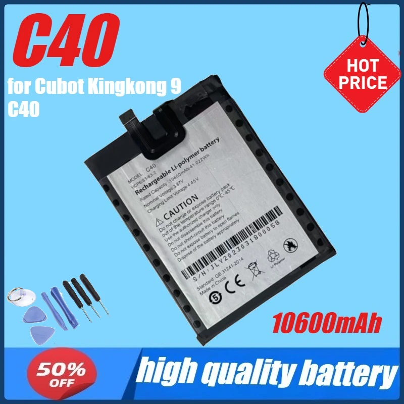 Аккумулятор C40, 10600 мАч, длительное время ожидания для Cubot Kingkong 9 Аккумулятор C40 + инструменты
Аккумулятор C40, 10600 мАч, длительное время ожидания для Cubot Kingkong 9 Аккумулятор C40 + инструменты