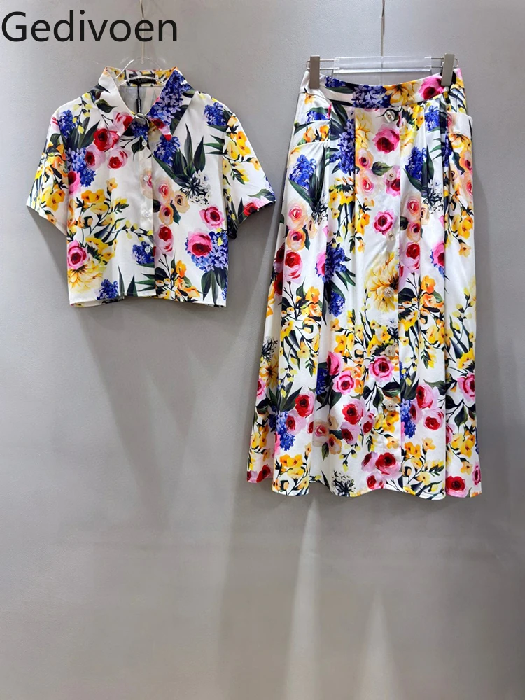Gedivoen Fashion Designer Summer Women's Vintage Floral Print Skirt Sets Single Breasted Tunic+Button Pockets Skirt 2 Pieces Set
Gedivoen Fashion Designer Summer Women's Vintage Floral Print Skirt Sets Single Breasted Tunic+Button Pockets Skirt 2 Pieces Set