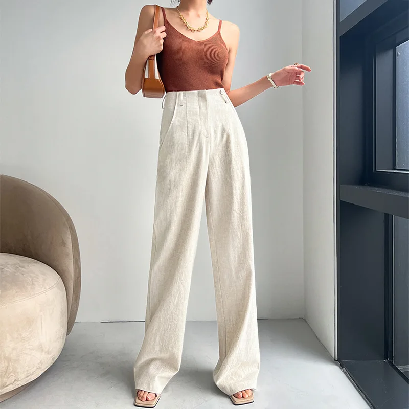 Women's Cotton and Linen Wide-Leg Pants 2023 Summer Thin Linen Fabric Casual Mopping Pants High Waist Narrow Straight Long Pants
Women's Cotton and Linen Wide-Leg Pants 2023 Summer Thin Linen Fabric Casual Mopping Pants High Waist Narrow Straight Long Pants