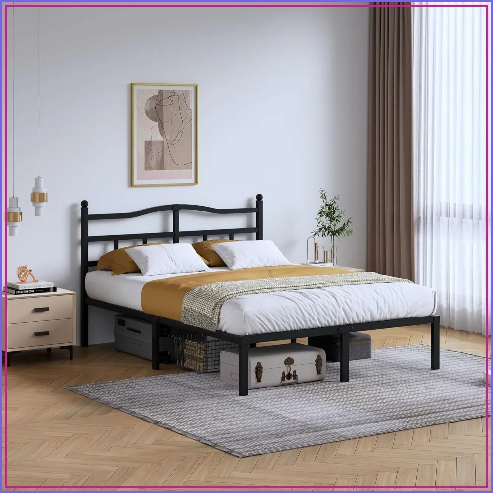 14 Inch King Size Heavy Duty Metal Bed Frame with Headboard, Steel Slats Platform, No Box Spring Needed, Easy Assembly, Noise Free
14 Inch King Size Heavy Duty Metal Bed Frame with Headboard, Steel Slats Platform, No Box Spring Needed, Easy Assembly, Noise Free