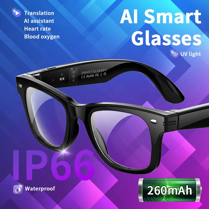 W300 Smart Glasses AI Automatic Dialogue Translation Bluetooth Glasses Heart Rate Blood Oxygen Sport UV Detection SmartGlass New
W300 Smart Glasses AI Automatic Dialogue Translation Bluetooth Glasses Heart Rate Blood Oxygen Sport UV Detection SmartGlass New