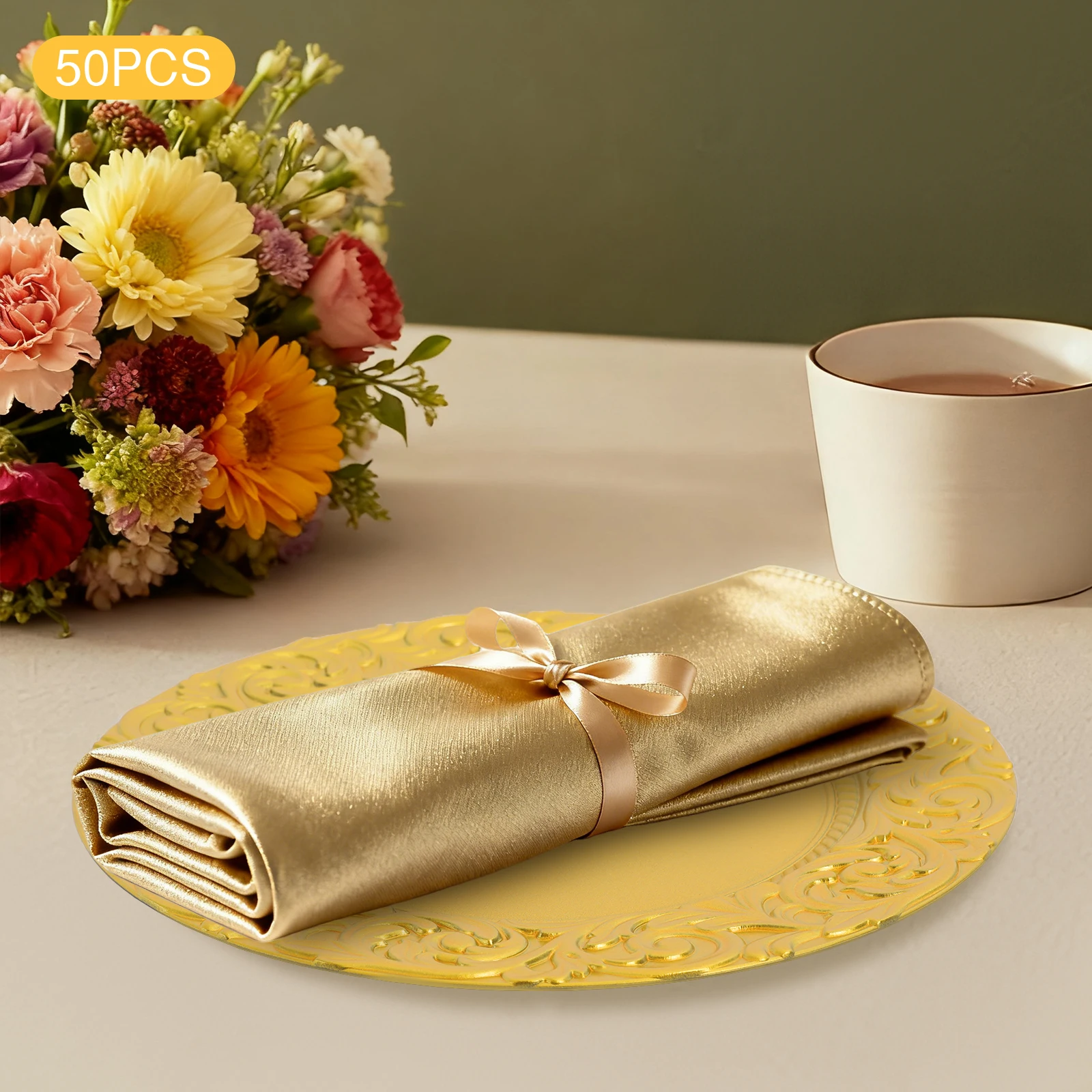 Luxury Embossed Rim Charger Plates, Sunken Bottom(Anti-Spill&Table Protection), Rounded Corners(Safe To Use)
Luxury Embossed Rim Charger Plates, Sunken Bottom(Anti-Spill&Table Protection), Rounded Corners(Safe To Use)