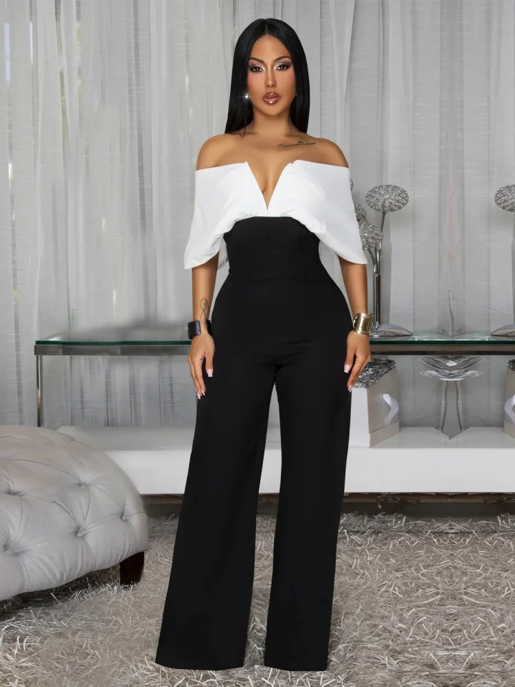 Sister Star Women's Fashion Casual V-neck Backless Black and White Wide-leg Elegant Commuter Personality Street Jumpsuit Outfit
Sister Star Women's Fashion Casual V-neck Backless Black and White Wide-leg Elegant Commuter Personality Street Jumpsuit Outfit
