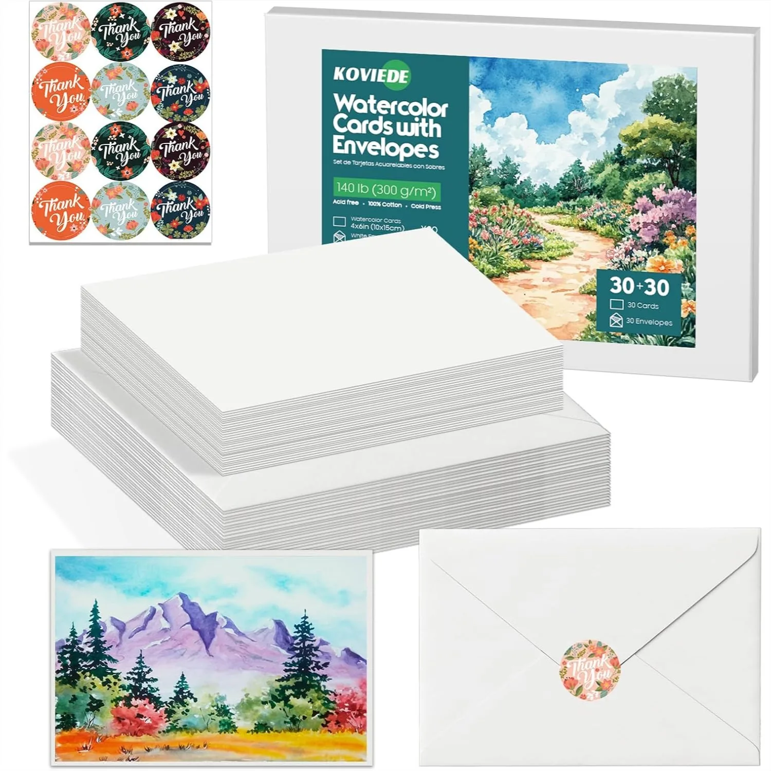 30 Pack Watercolor Cards with Envelopes 4x6 Inch 140lb/300gsm Cotton Paper for Wedding Invitations Birthday Thank You Notes DIY
30 Pack Watercolor Cards with Envelopes 4x6 Inch 140lb/300gsm Cotton Paper for Wedding Invitations Birthday Thank You Notes DIY