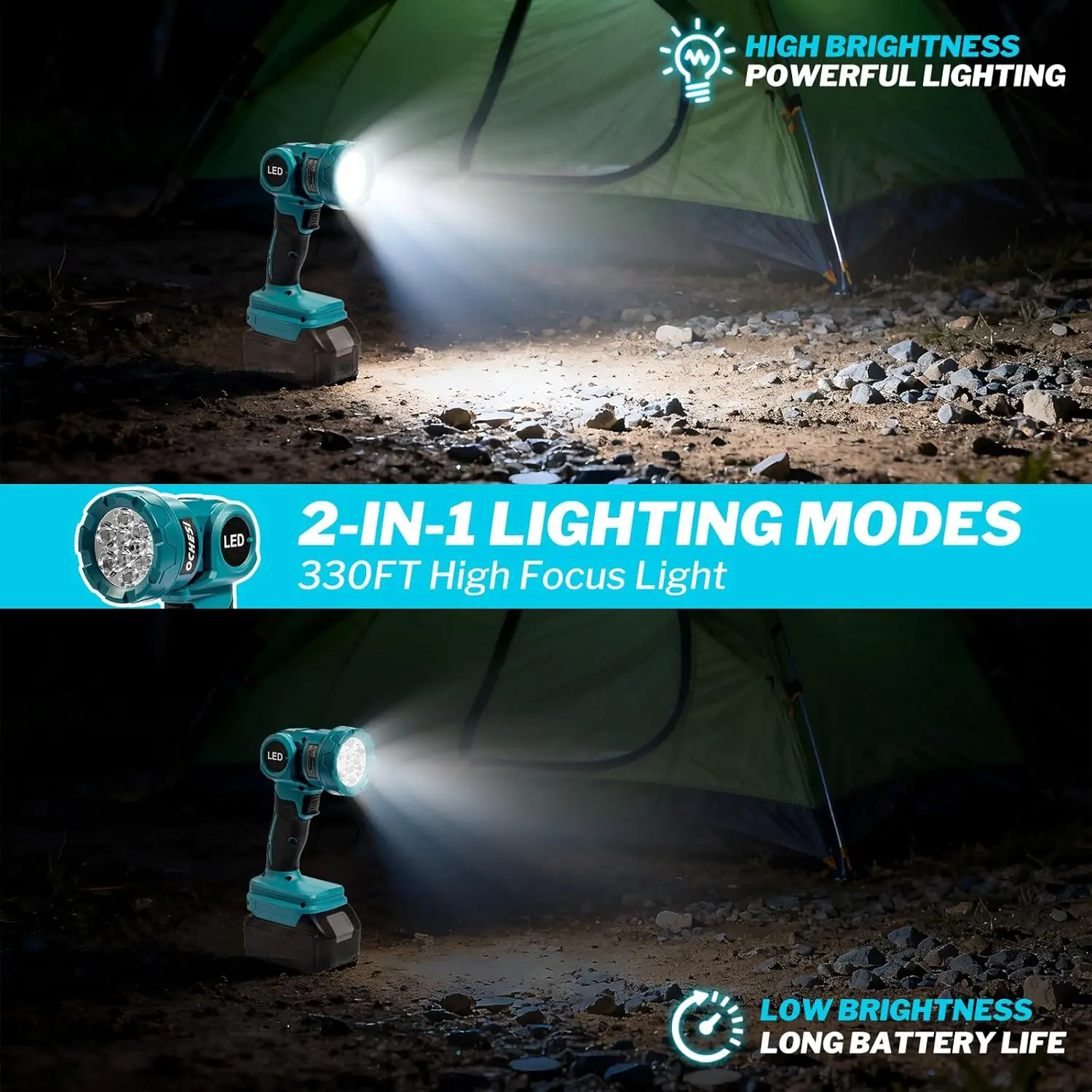 Cordless LED Work Light for Makita 18V Battery, 1000LM Handheld Flashlight with Two Levels and 140° Rotating Wide-Angle Lighting
Cordless LED Work Light for Makita 18V Battery, 1000LM Handheld Flashlight with Two Levels and 140° Rotating Wide-Angle Lighting
